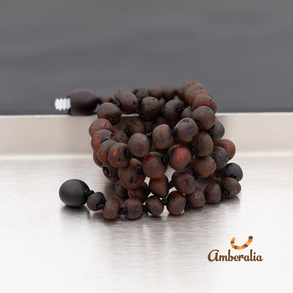 Baby Baltic Amber teething necklace - Raw Cherry-